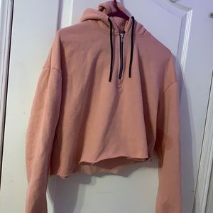 Crop top long sleeve zipper sweater with hoodie